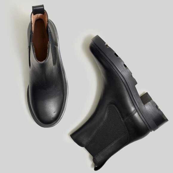 Madewell Boots WMNS 8 Leather The Wyckoff Chelsea Lugsole Witchy Black Pull On - Picture 1 of 7